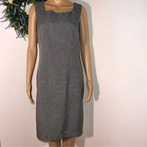 Claudio Nucci,11/12,sleeveless gray tweed print lined rear zip/vent sheath dress